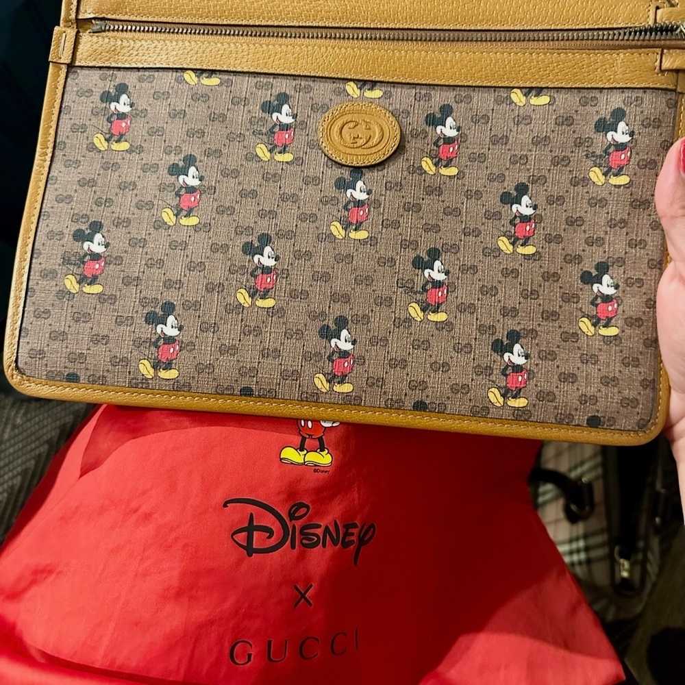 Gucci Brown Disney Mickey Mouse Clutch